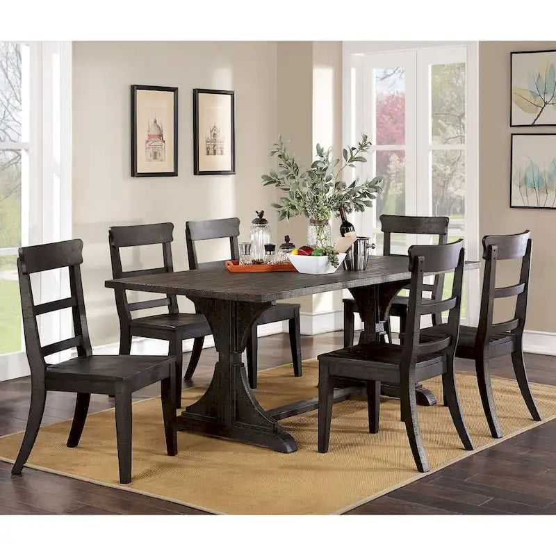 Tavolo da pranzo in legno massiccio Badri Rustic di Furniture of America, 76 pollici