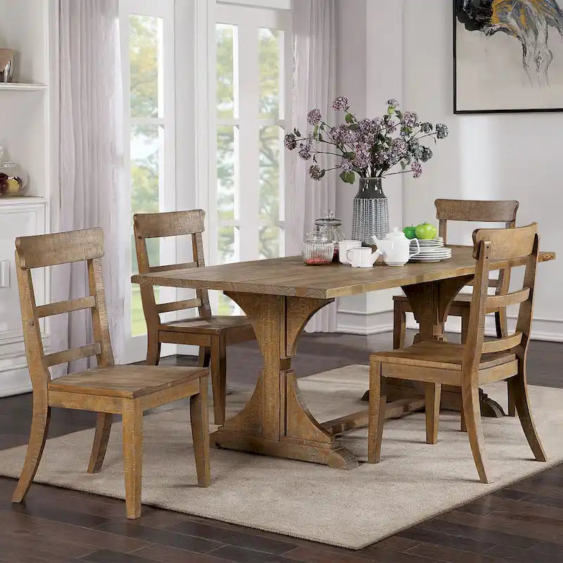 Tavolo da pranzo in legno massiccio Badri Rustic di Furniture of America, 76 pollici