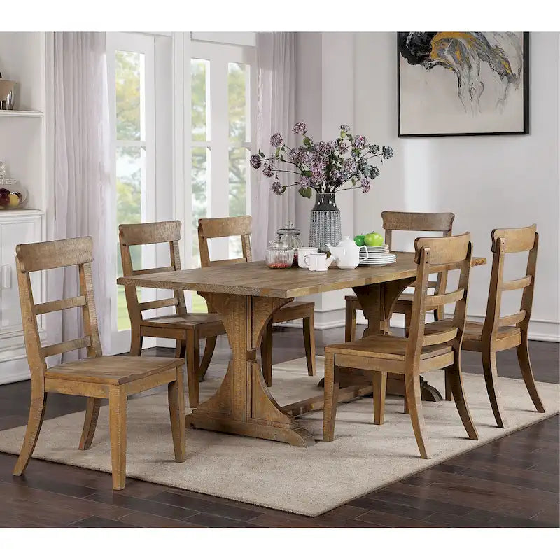 Tavolo da pranzo in legno massiccio Badri Rustic di Furniture of America, 76 pollici