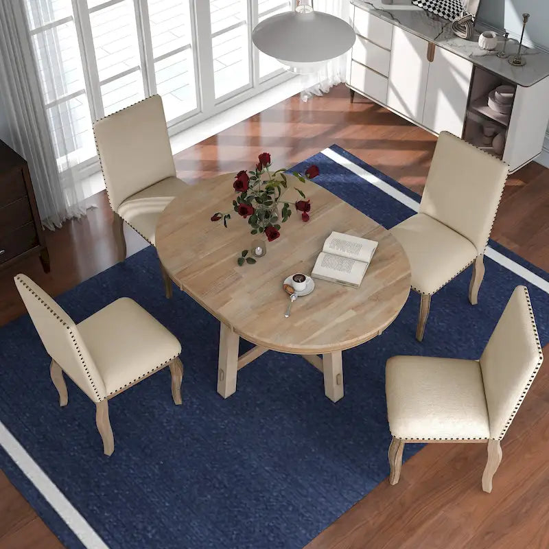 Set da pranzo allungabile 5 pezzi con sedie imbottite