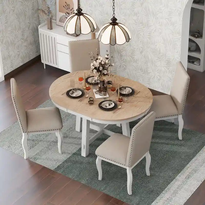 Set da pranzo allungabile 5 pezzi con sedie imbottite