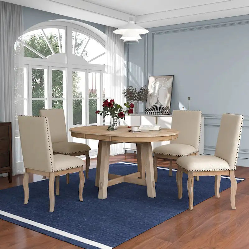 Set da pranzo allungabile 5 pezzi con sedie imbottite