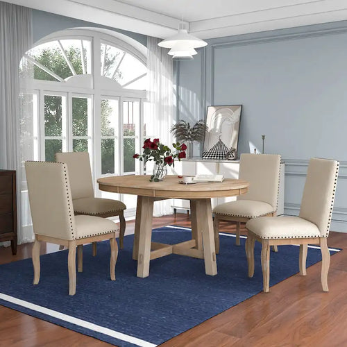 Set da pranzo allungabile 5 pezzi con sedie imbottite