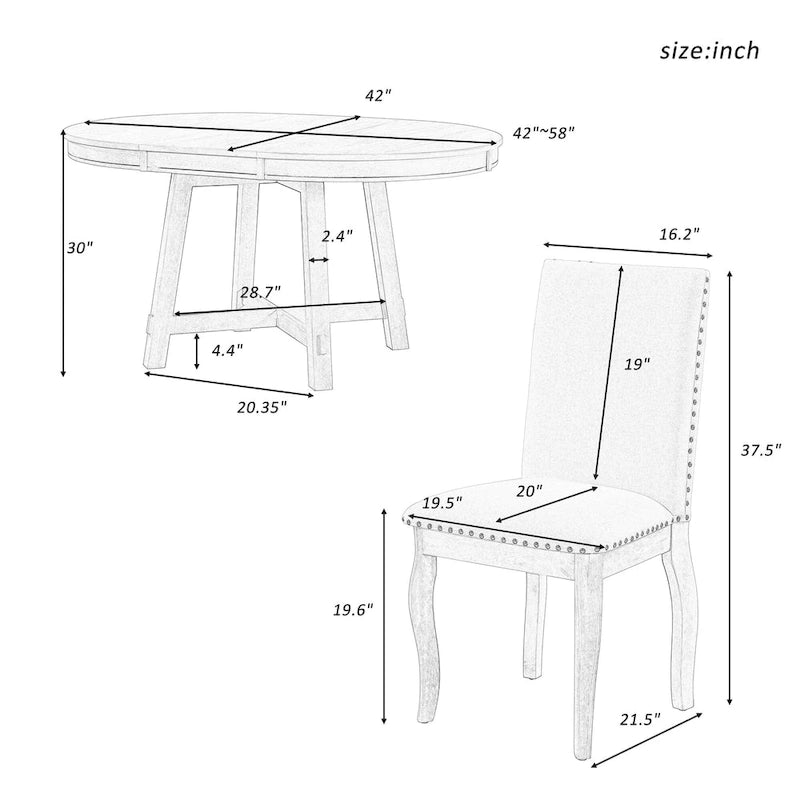 Set da pranzo allungabile 5 pezzi con sedie imbottite