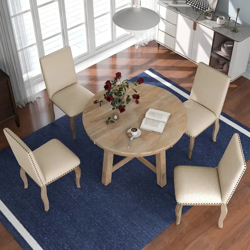 Set da pranzo allungabile 5 pezzi con sedie imbottite