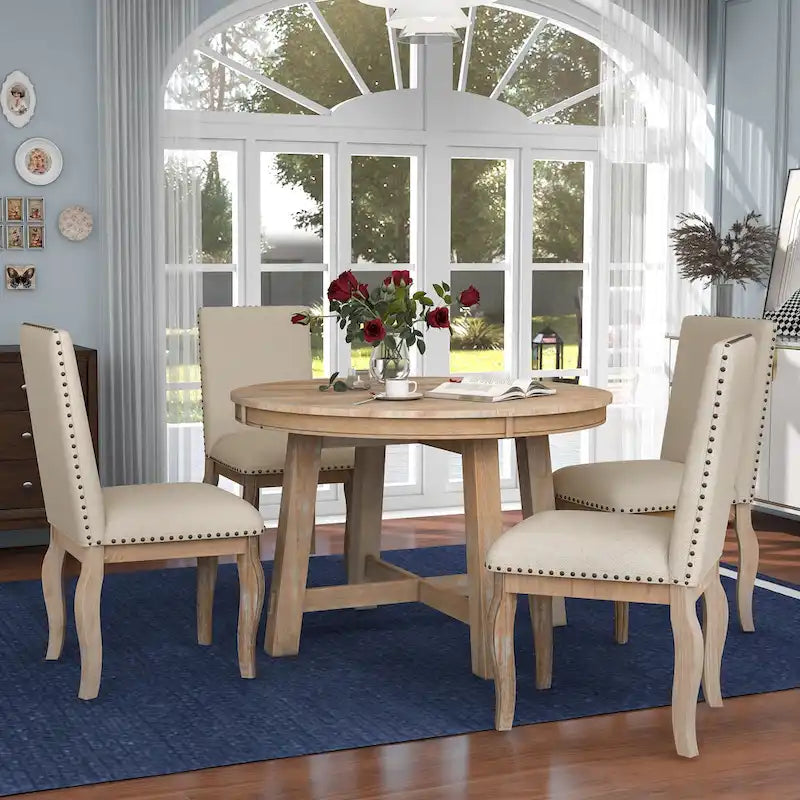 Set da pranzo allungabile 5 pezzi con sedie imbottite