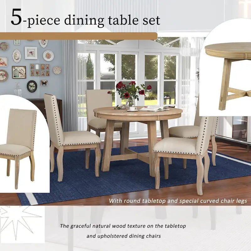 Set da pranzo allungabile 5 pezzi con sedie imbottite