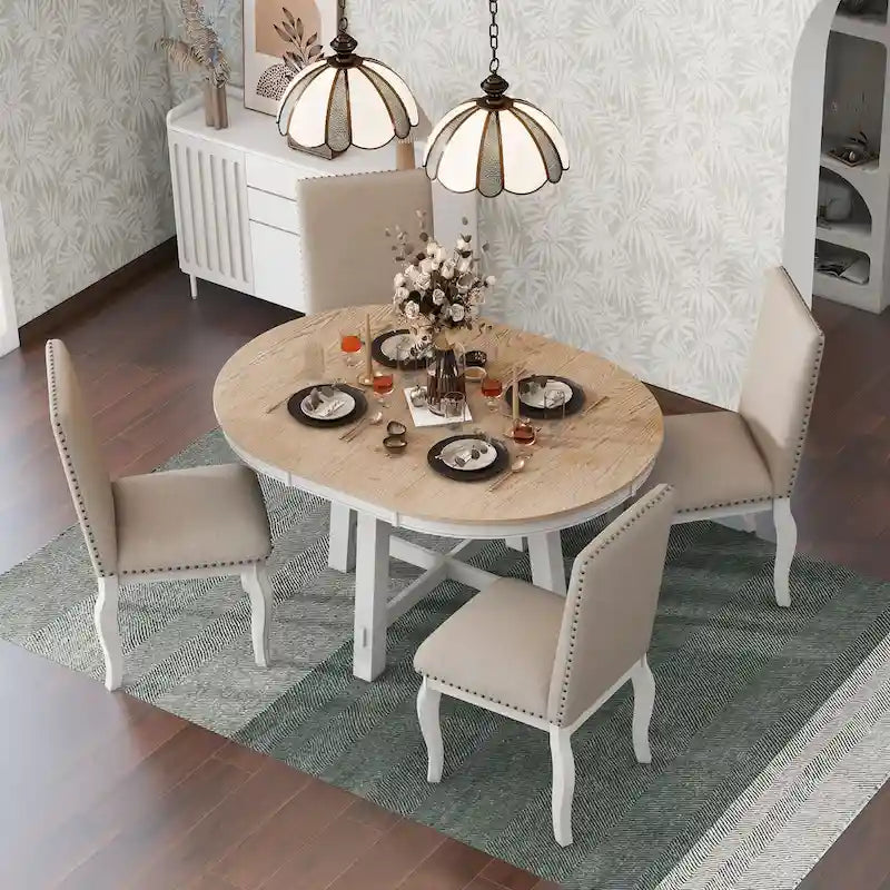 Set da pranzo allungabile 5 pezzi con sedie imbottite