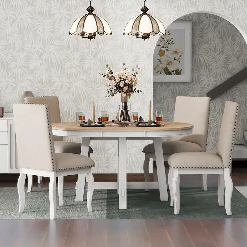 Set da pranzo allungabile 5 pezzi con sedie imbottite