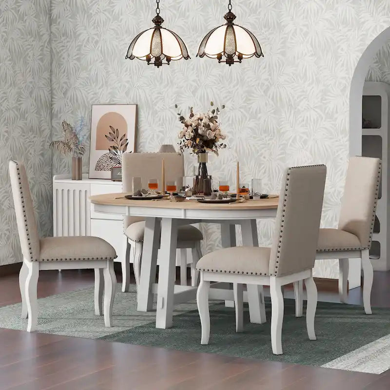 Set da pranzo allungabile 5 pezzi con sedie imbottite