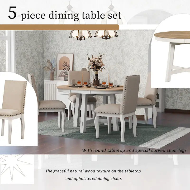 Set da pranzo allungabile 5 pezzi con sedie imbottite