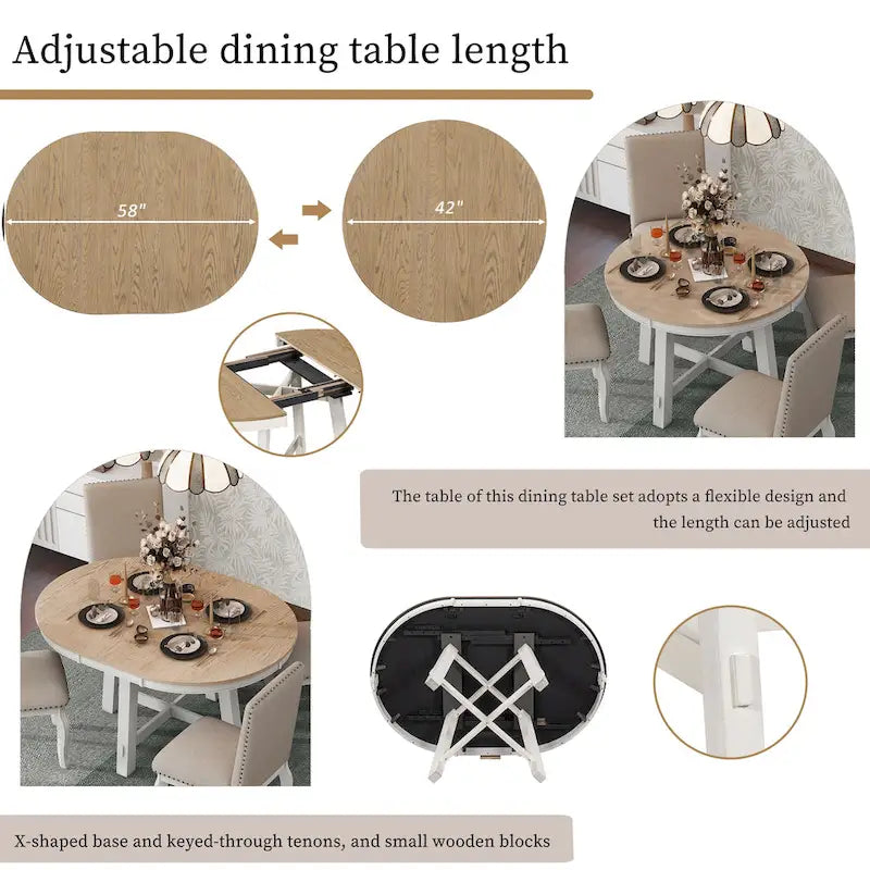 Set da pranzo allungabile 5 pezzi con sedie imbottite