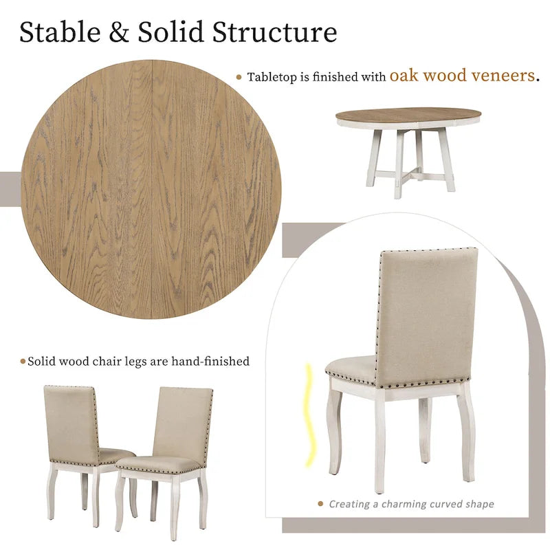 Set da pranzo allungabile 5 pezzi con sedie imbottite
