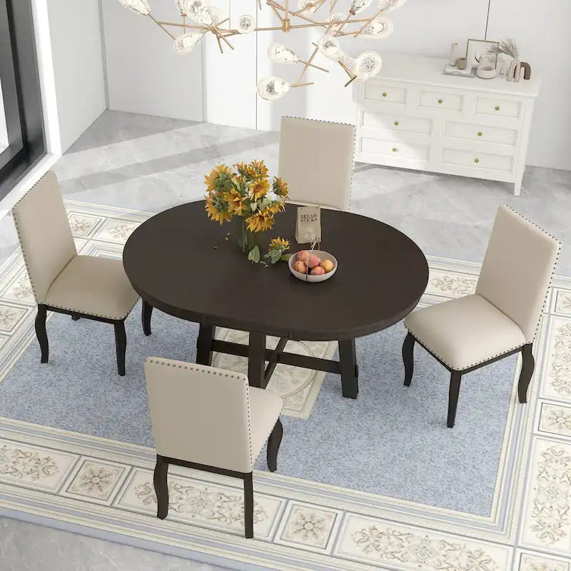 Set da pranzo allungabile 5 pezzi con sedie imbottite