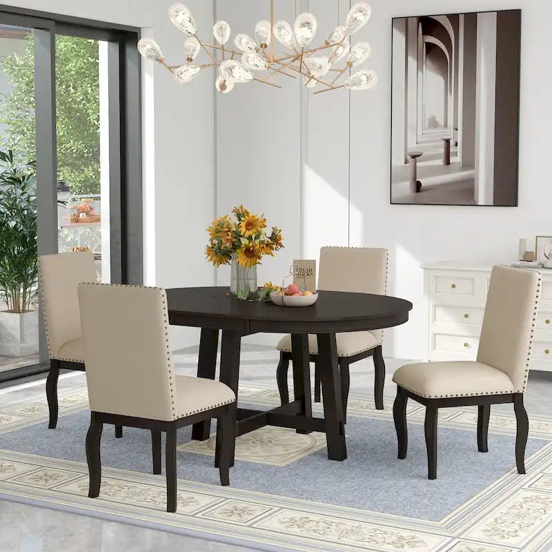 Set da pranzo allungabile 5 pezzi con sedie imbottite