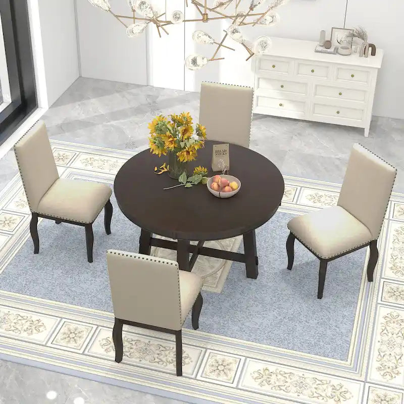 Set da pranzo allungabile 5 pezzi con sedie imbottite