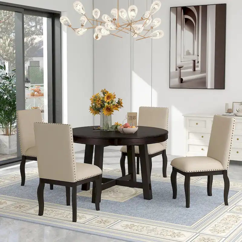 Set da pranzo allungabile 5 pezzi con sedie imbottite