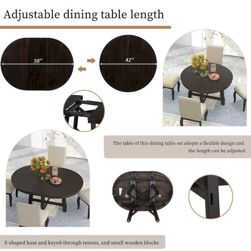 Set da pranzo allungabile 5 pezzi con sedie imbottite