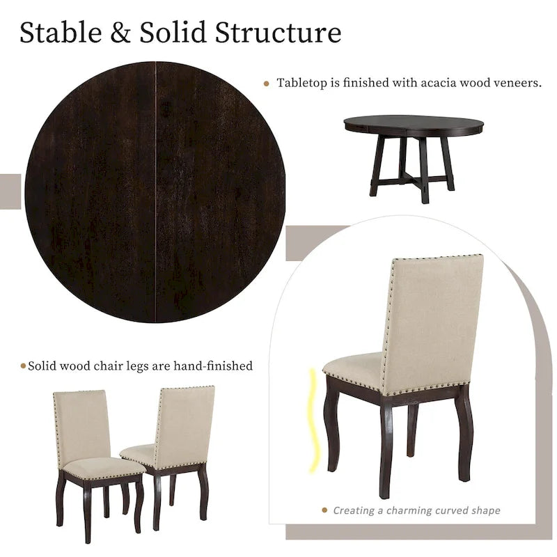 Set da pranzo allungabile 5 pezzi con sedie imbottite