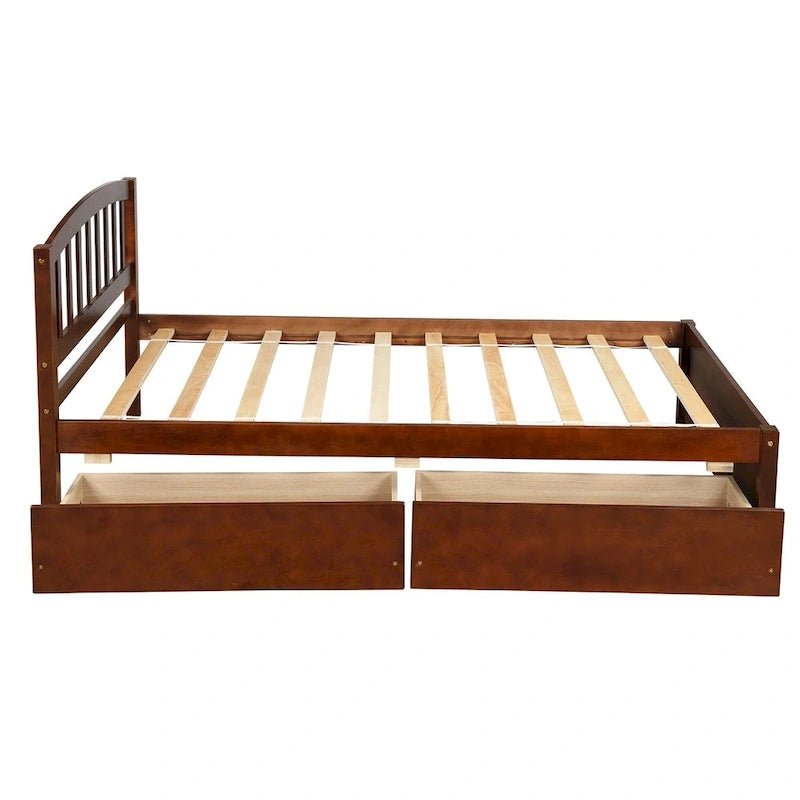 Espresso/White/Grey/Walnut Twin Wood Platform Bed with Drawers and Headboard