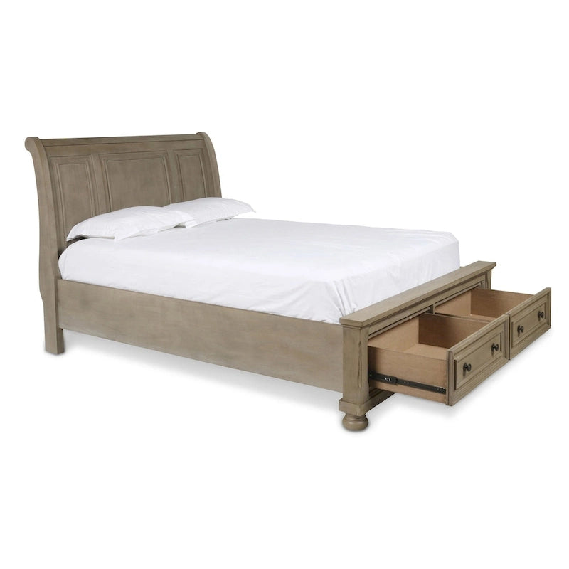 Set da camera da letto 5 pezzi New Classic Furniture Salinger color peltro con 2 comodini
