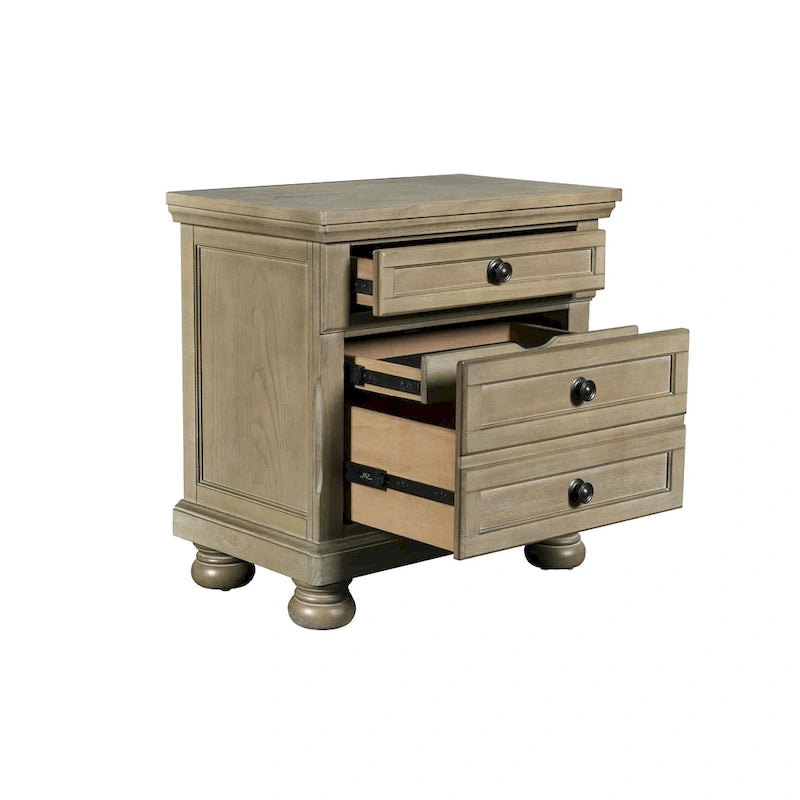 Set da camera da letto 5 pezzi New Classic Furniture Salinger color peltro con 2 comodini