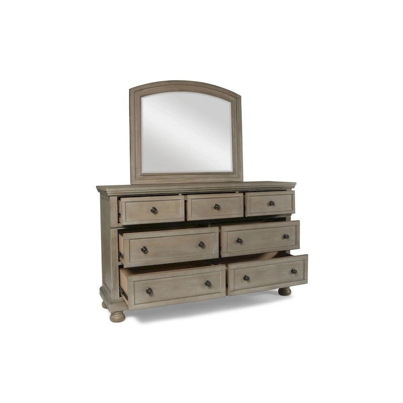 Set da camera da letto 5 pezzi New Classic Furniture Salinger color peltro con 2 comodini