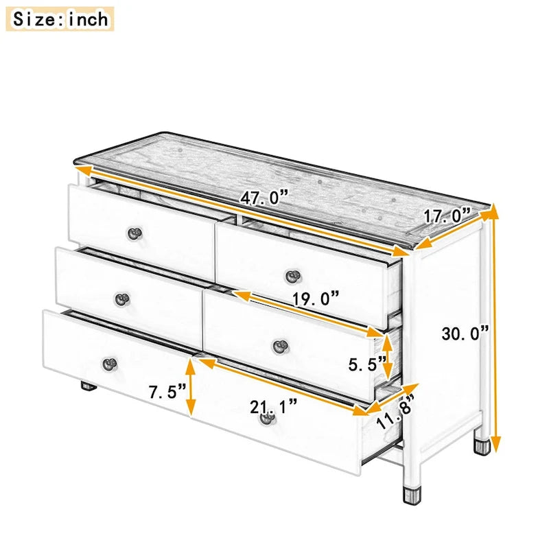 Cassettiera in Legno Merax con 6 Cassetti