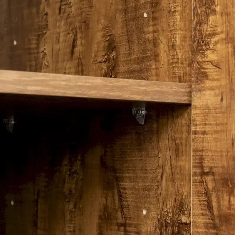 Walnut/Oak/White 2-Door Wardrobe with 3 Shelves