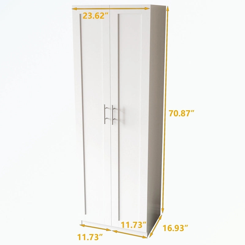 Walnut/Oak/White 2-Door Wardrobe with 3 Shelves