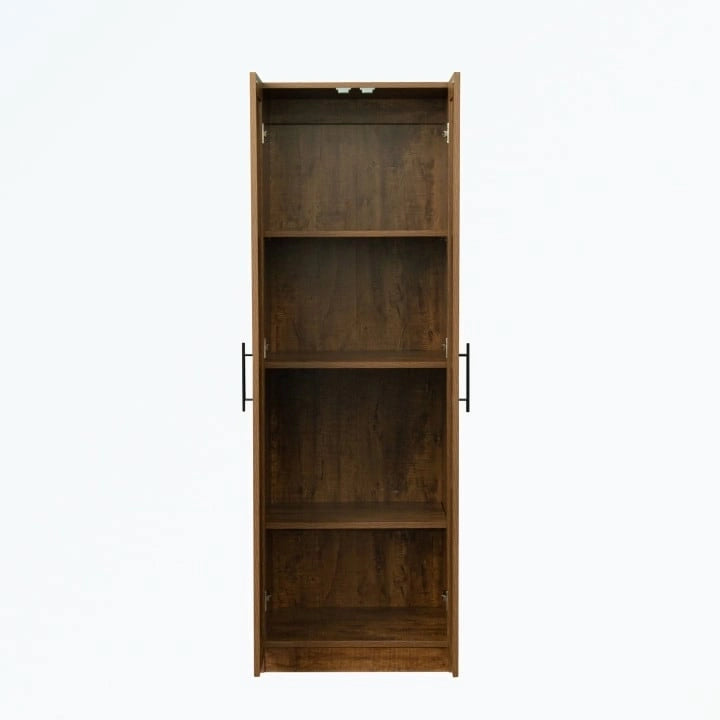 Walnut/Oak/White 2-Door Wardrobe with 3 Shelves