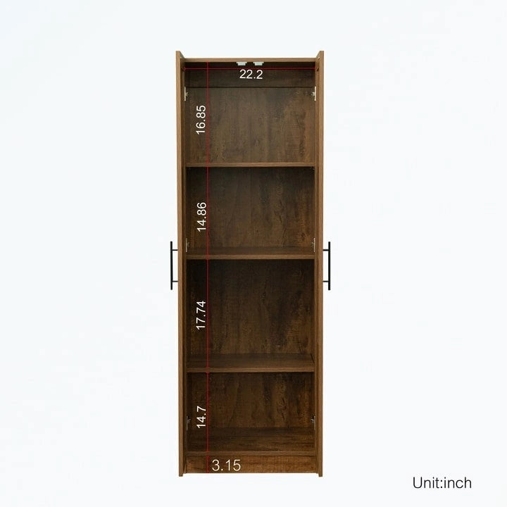 Walnut/Oak/White 2-Door Wardrobe with 3 Shelves