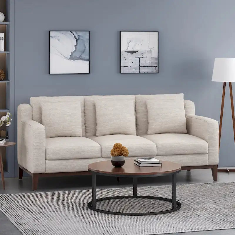 Divano contemporaneo a 3 posti in tessuto Elliston con cuscini decorativi di Christopher Knight Home