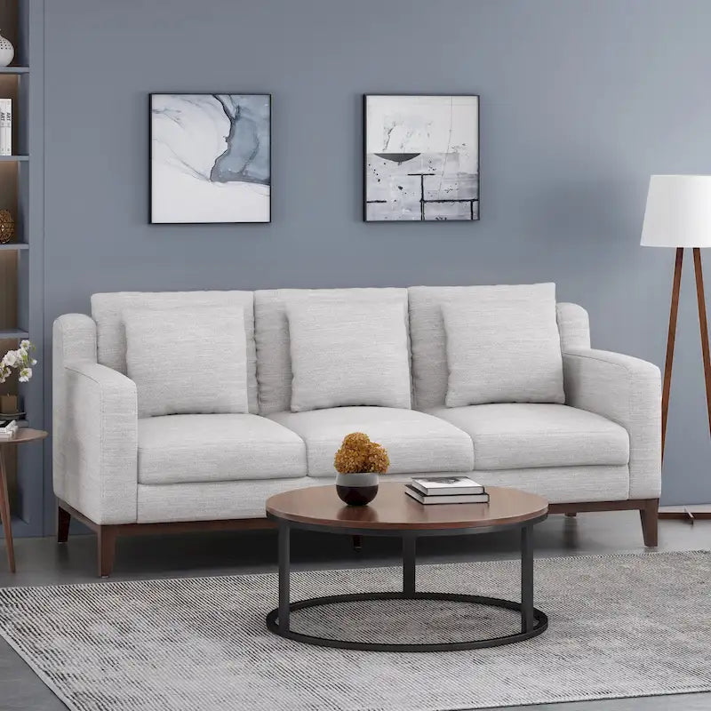 Divano contemporaneo a 3 posti in tessuto Elliston con cuscini decorativi di Christopher Knight Home