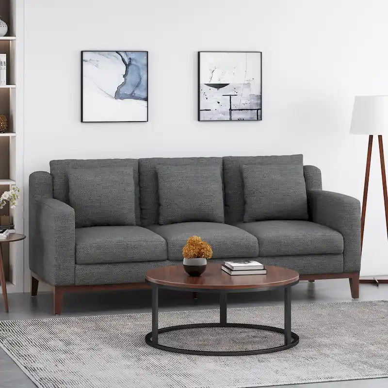 Divano contemporaneo a 3 posti in tessuto Elliston con cuscini decorativi di Christopher Knight Home