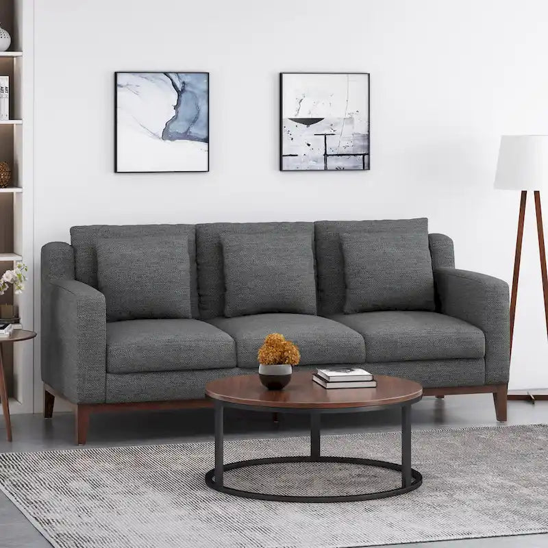 Divano contemporaneo a 3 posti in tessuto Elliston con cuscini decorativi di Christopher Knight Home