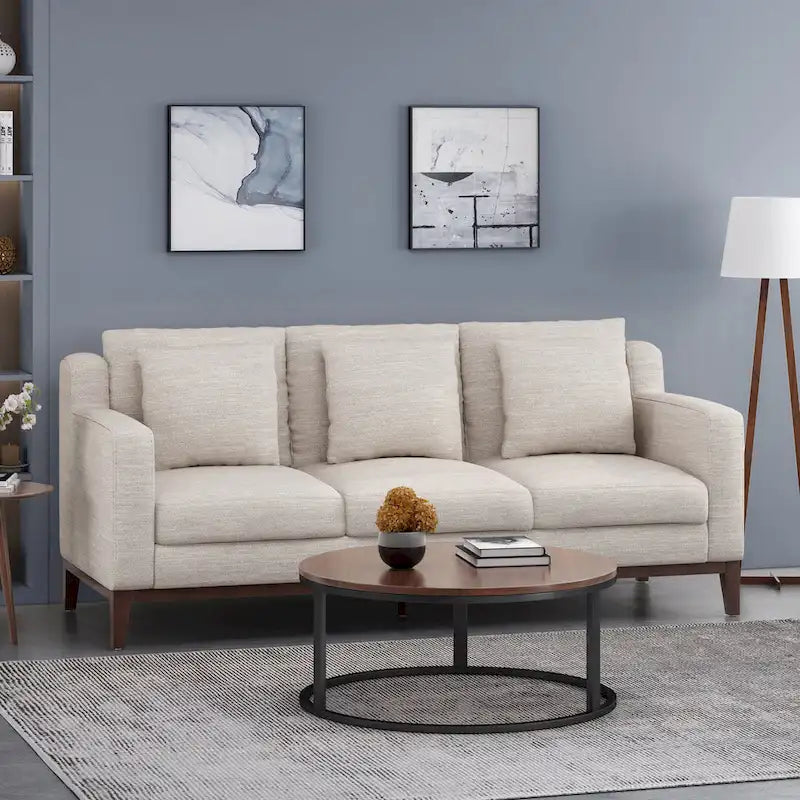 Divano contemporaneo a 3 posti in tessuto Elliston con cuscini decorativi di Christopher Knight Home