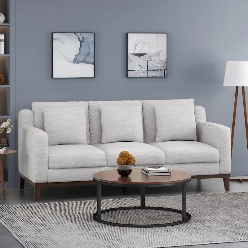 Divano contemporaneo a 3 posti in tessuto Elliston con cuscini decorativi di Christopher Knight Home