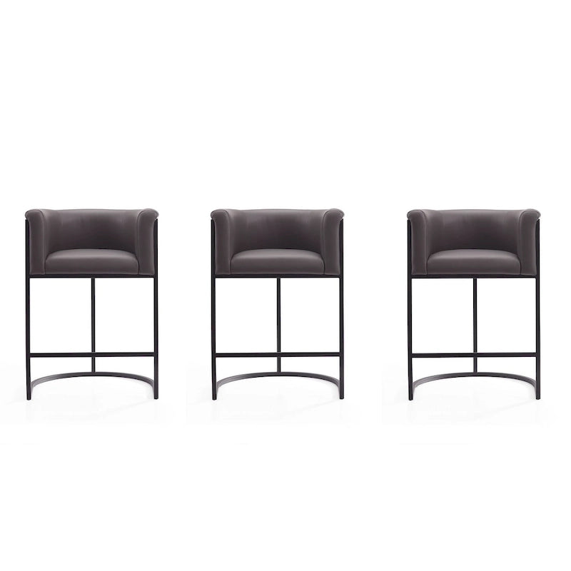 Sgabello da bar Manhattan Comfort Cosmopolitan da 85,8 cm in metallo nero, altezza bancone (set da 3)