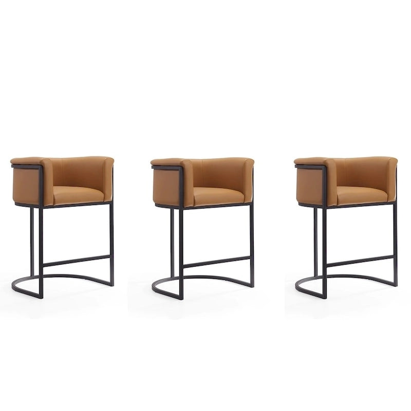 Sgabello da bar Manhattan Comfort Cosmopolitan da 85,8 cm in metallo nero, altezza bancone (set da 3)