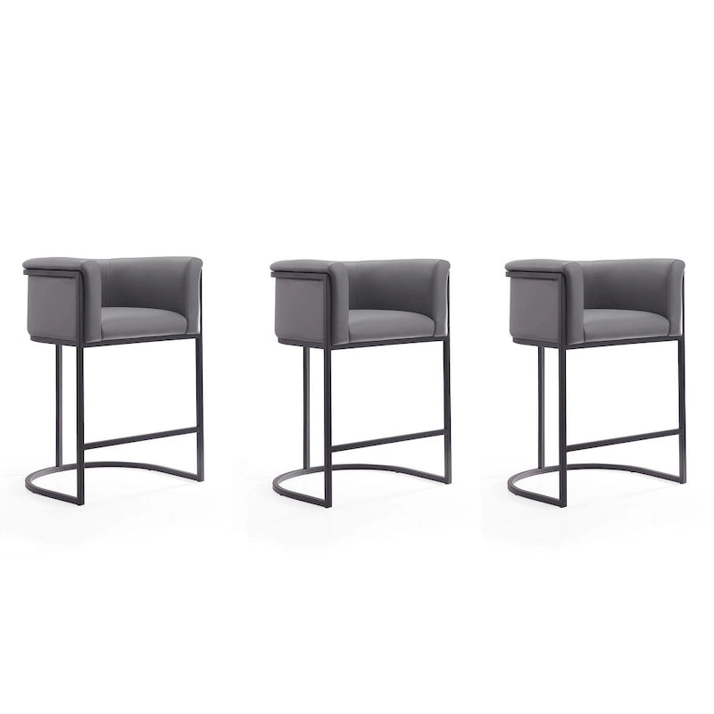 Sgabello da bar Manhattan Comfort Cosmopolitan da 85,8 cm in metallo nero, altezza bancone (set da 3)