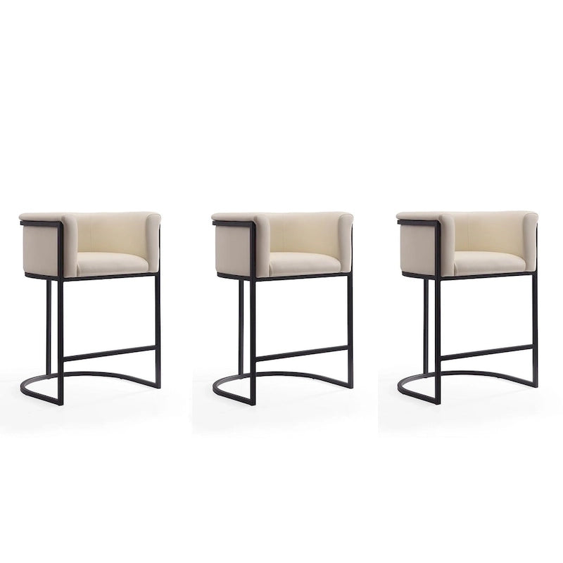 Sgabello da bar Manhattan Comfort Cosmopolitan da 85,8 cm in metallo nero, altezza bancone (set da 3)