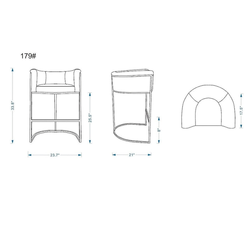 Sgabello da bar Manhattan Comfort Cosmopolitan da 85,8 cm in metallo nero, altezza bancone (set da 3)