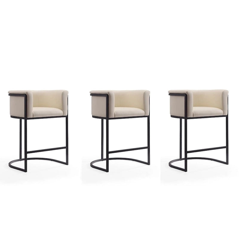 Sgabello da bar Manhattan Comfort Cosmopolitan da 85,8 cm in metallo nero, altezza bancone (set da 3)