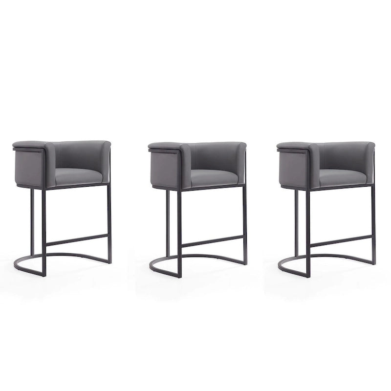 Sgabello da bar Manhattan Comfort Cosmopolitan da 85,8 cm in metallo nero, altezza bancone (set da 3)