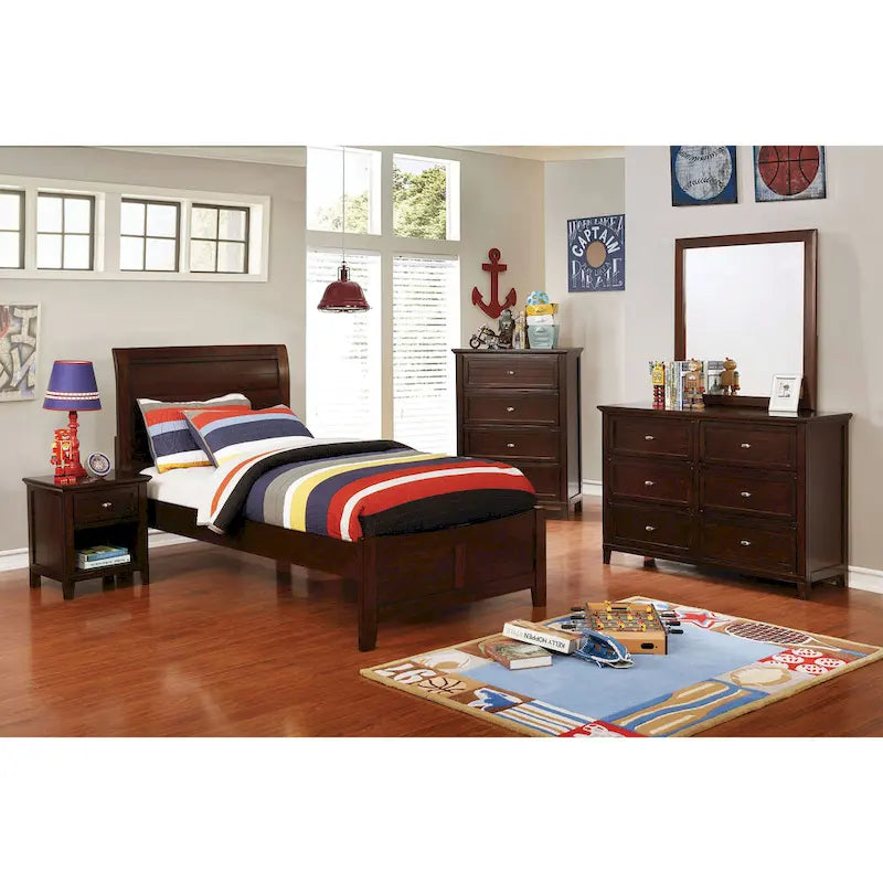 Cassettiera Wese Transitional da 56 pollici con 6 cassetti in legno massello di Furniture of America