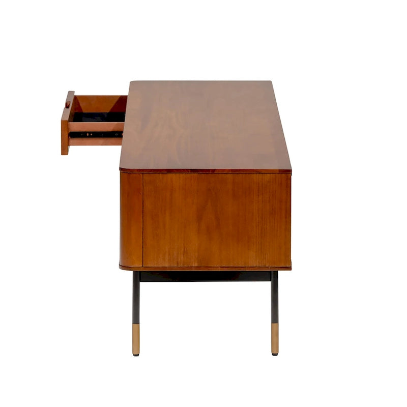 Porta TV Miriam 71 marrone con vimini naturale