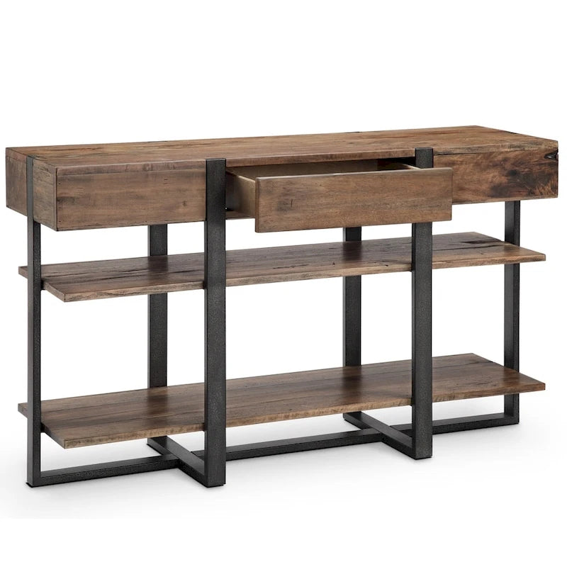 Tavolo Consolle Prescott Moderno Rustico in Legno Riciclato Finitura Miele