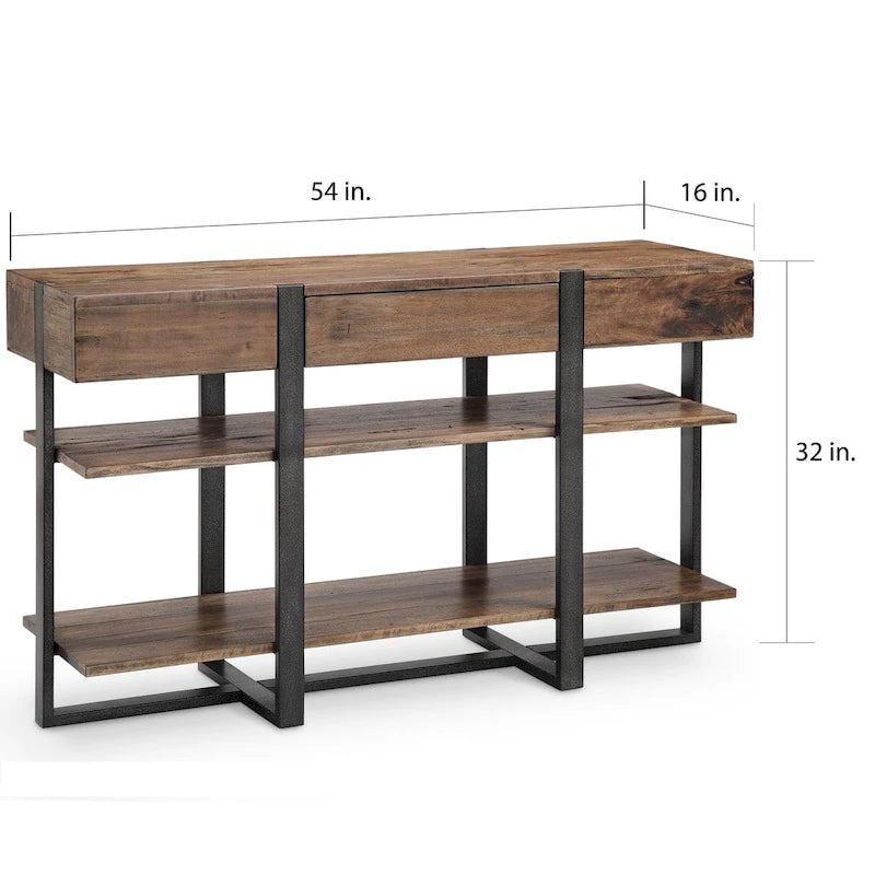 Tavolo Consolle Prescott Moderno Rustico in Legno Riciclato Finitura Miele