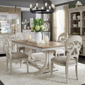 Tavolo a Trespolo Antico Bianco Stile Rustico Rivisitato con Piano Color Castagno